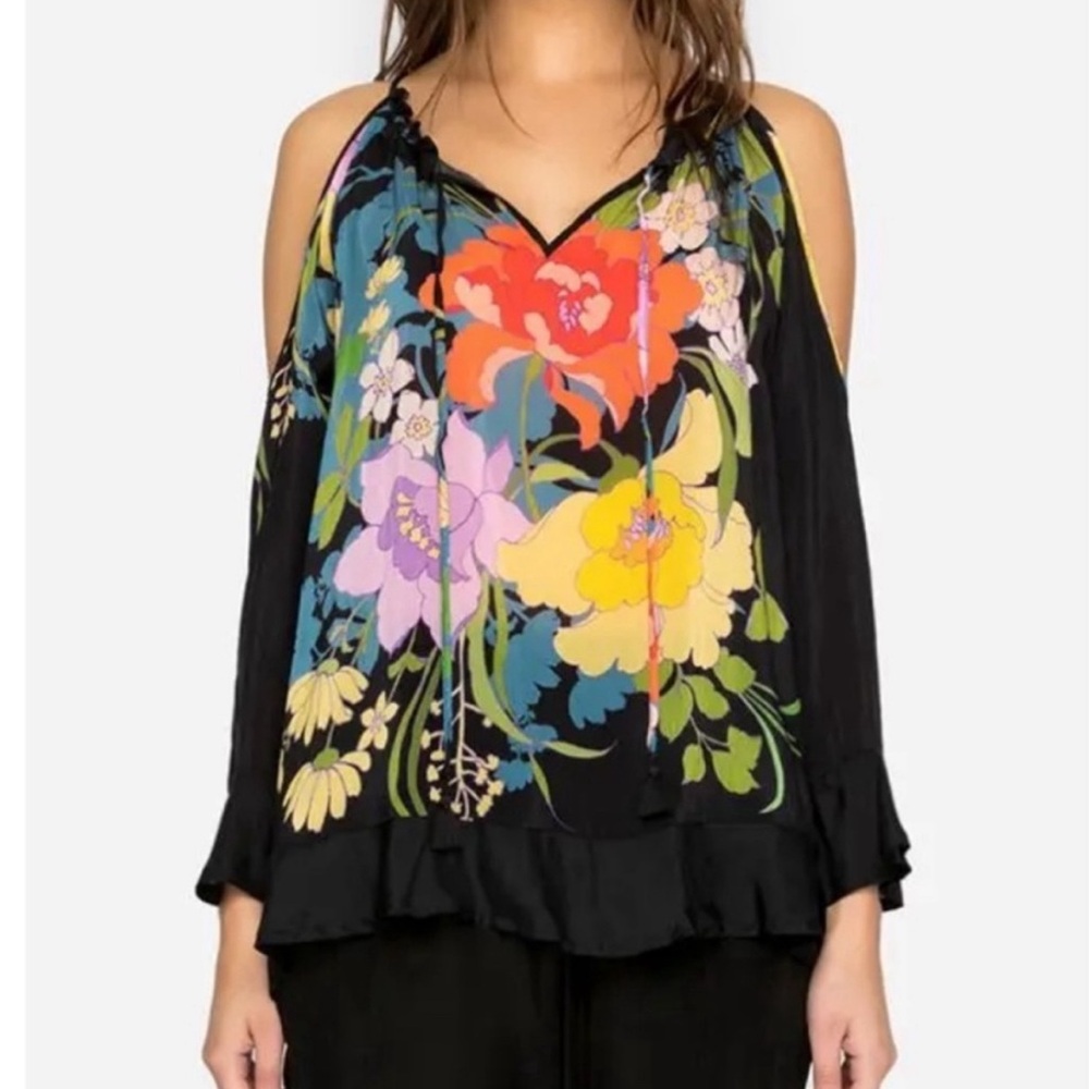 Johnny Was floral Print Cold Shoulder Flowy Top